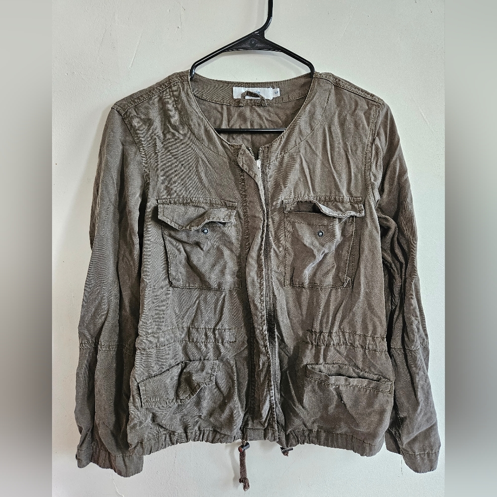 Ricki's Women's Coat Jacket Military Utility Pilot Pockets Army Green zip SMALL